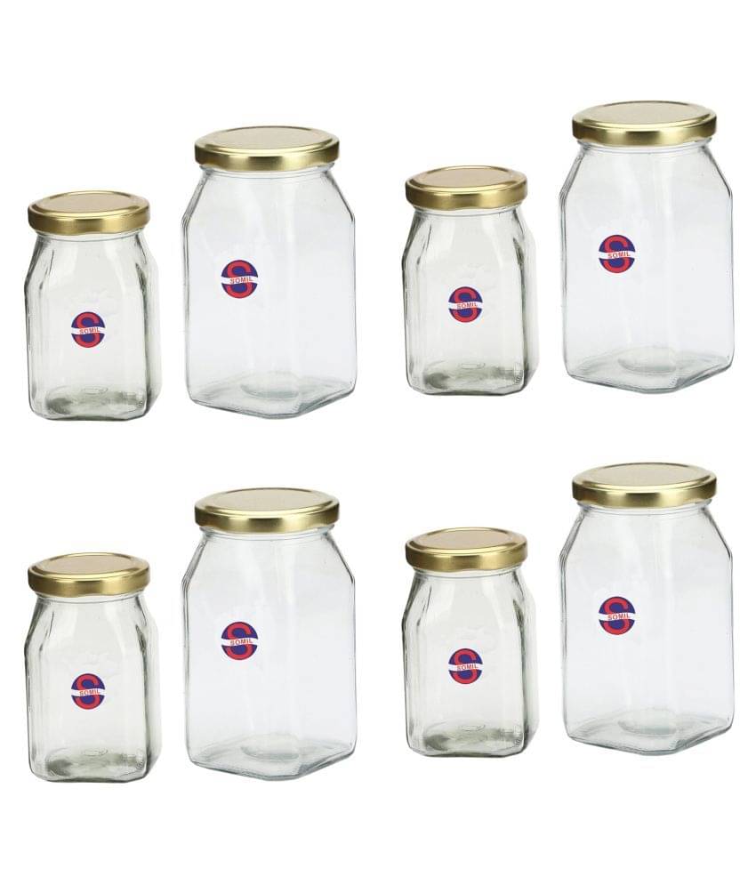     			Somil Glass Container, Transparent, Pack Of 8, 300 ml