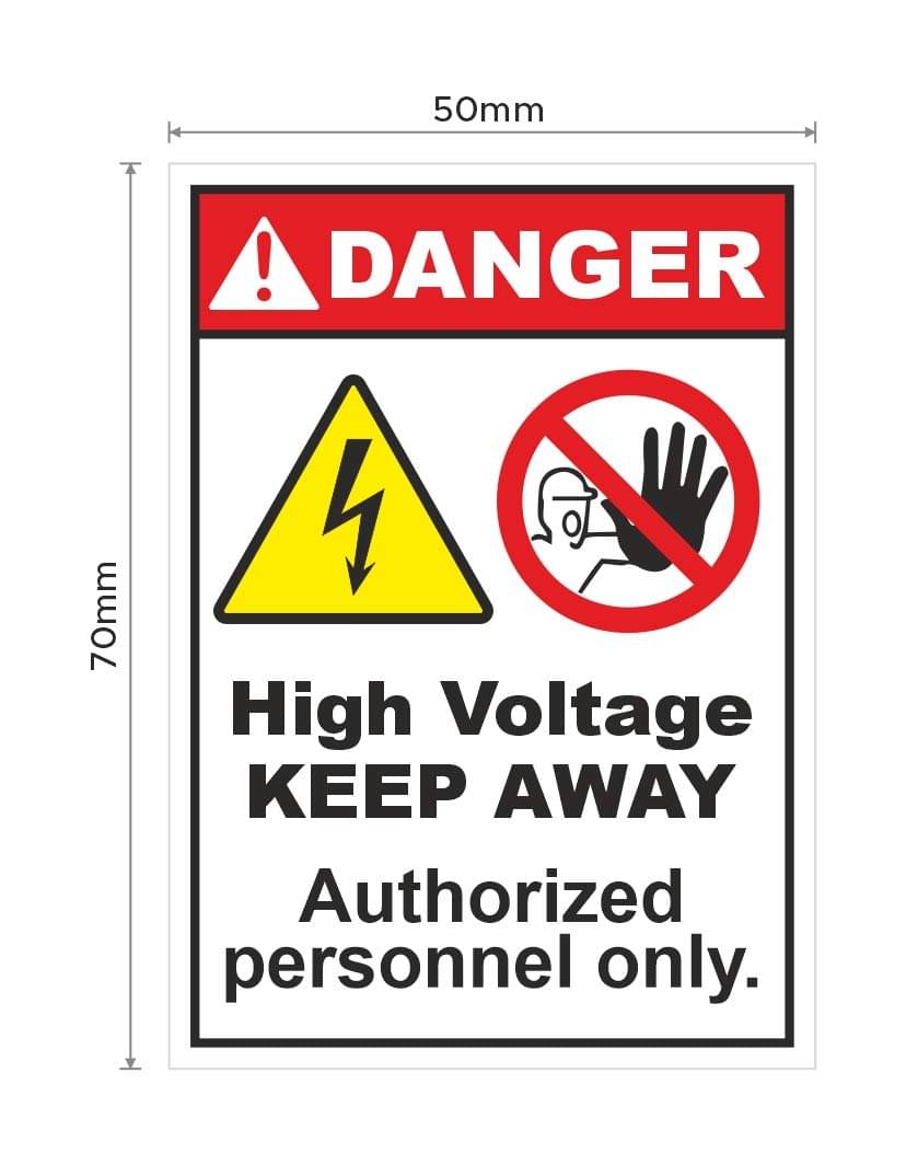     			Rangvishwa Enterprises Danger High Voltage Keep Away Sign Sticker ( 7 x 5 cms )