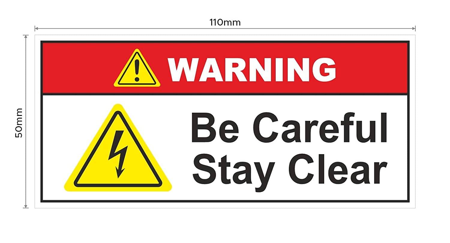 Rangvishwa Enterprises Warning Be Careful Stay Clear Sign Sticker ( 11 x 5 cms ) Rangvishwa Enterprises Warning Be Careful Stay Clear Sign Sticker ( 11 x 5 cms )
