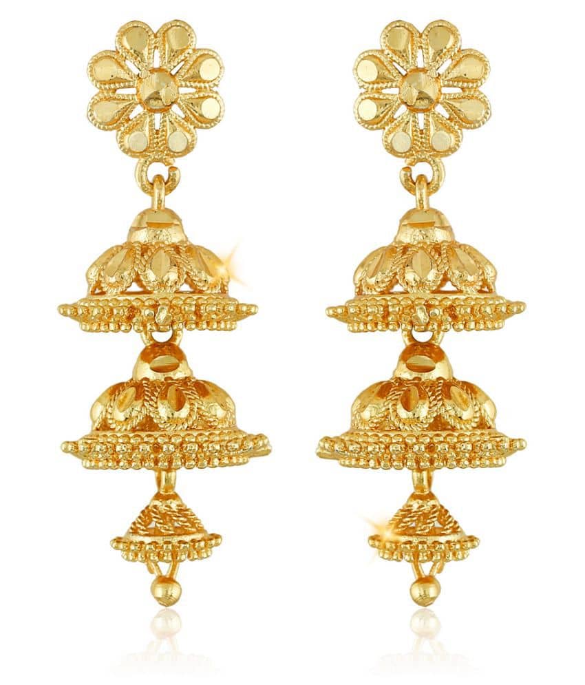 Vighnaharta - Golden Danglers Earrings ( Pack of 1 ) - Earrings | Buy online on ZillyBuy