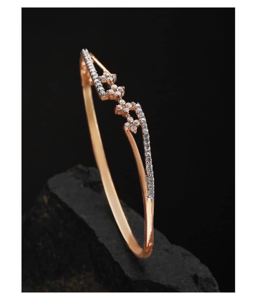 Prita American Diamond Rose-Gold Plated Bangle Style Bracelet for Women and Girls - Bangles & Bracelets | Buy online on ZillyBuy