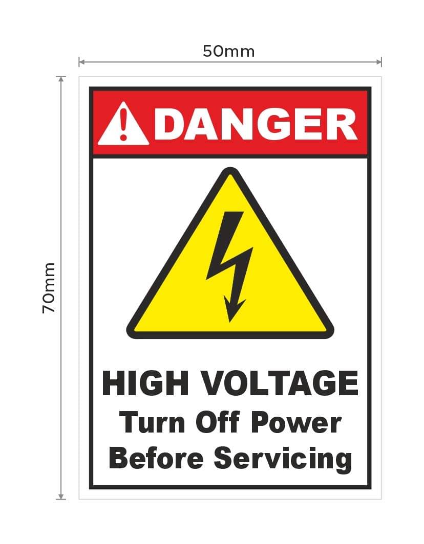     			Rangvishwa Enterprises High Voltage Turn Off Power Danger Sign Sticker ( 5 x 7 cms )