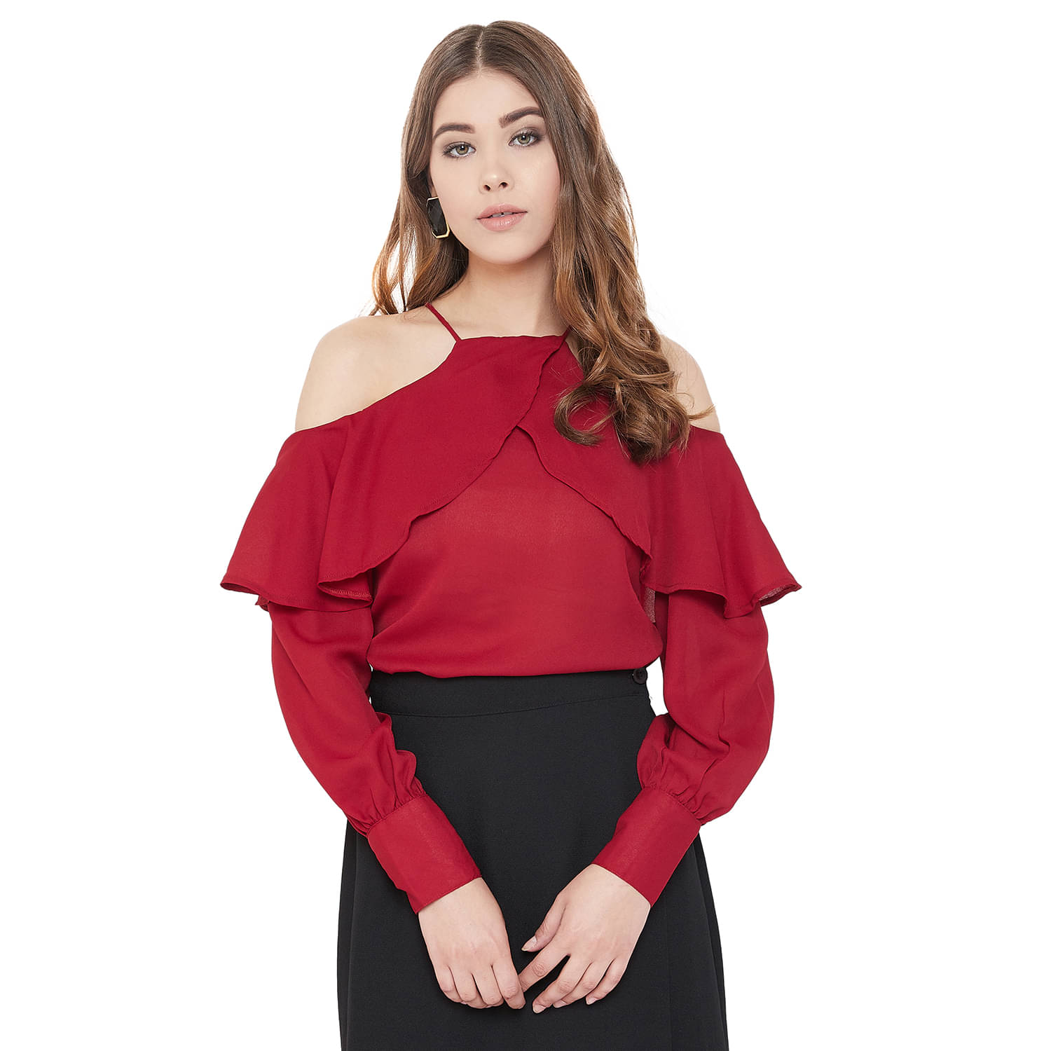 Purys Women's Polyester Regular Top ( Maroon ) Purys Women's Polyester Regular Top ( Maroon )
