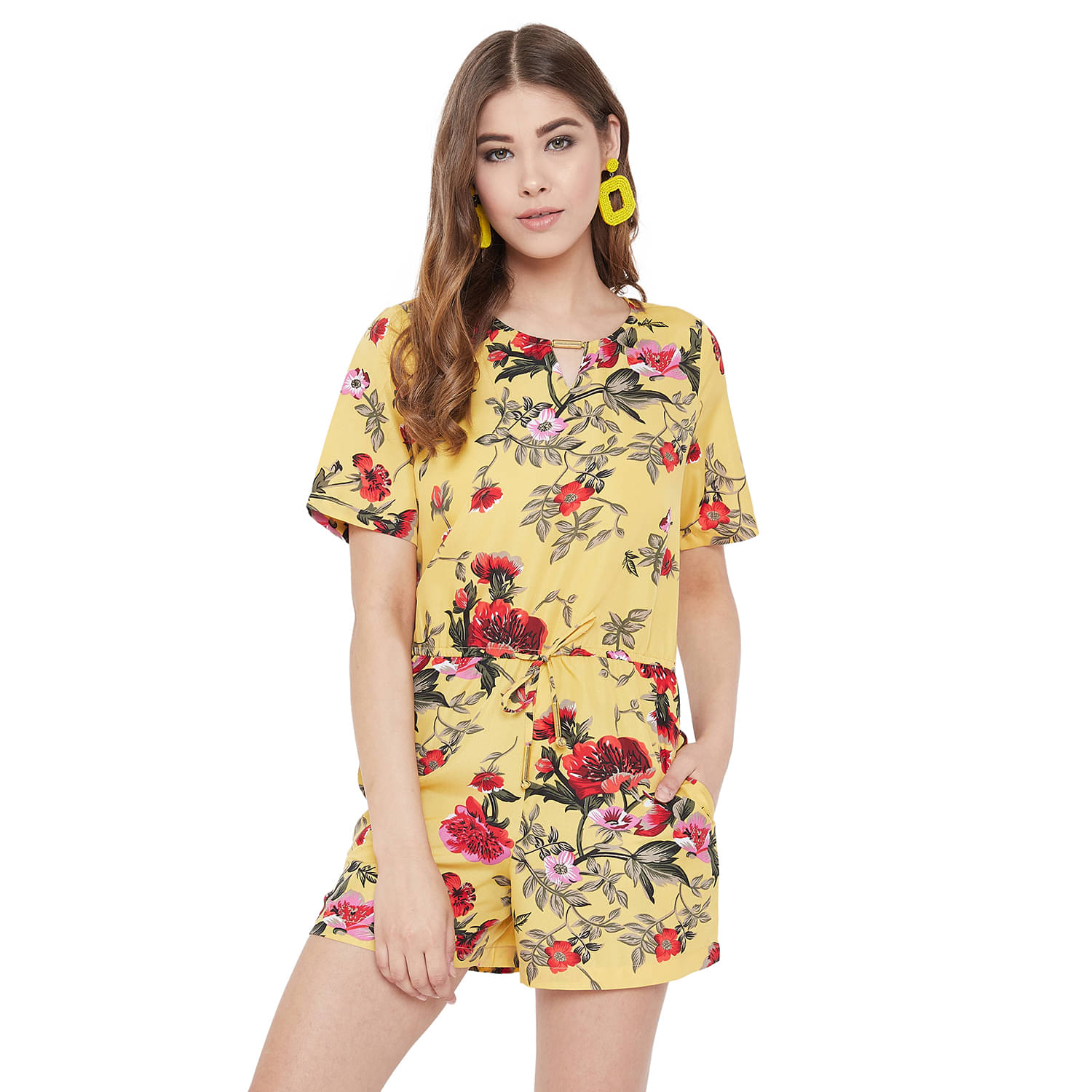 Purys Yellow Polyester Jumpsuit Purys Yellow Polyester Jumpsuit