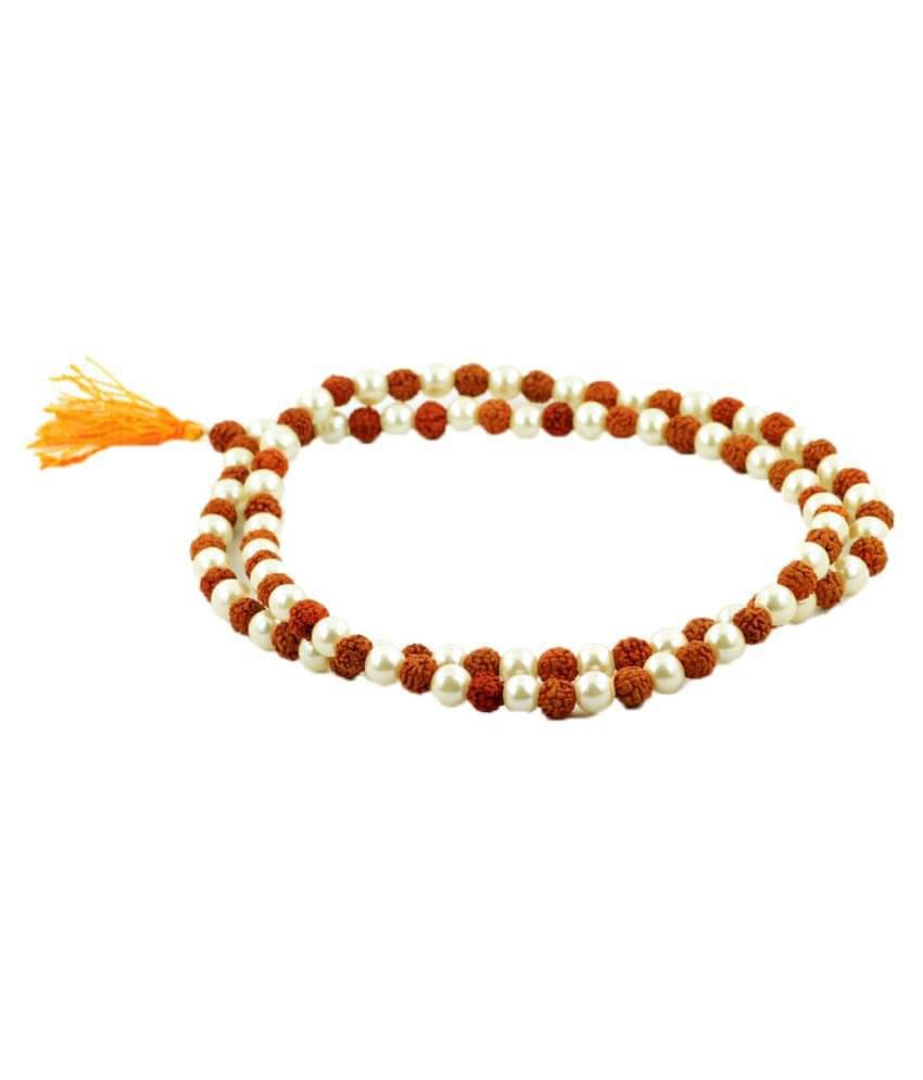     			Nirvana Gems Rudraksha Rosary Center Bead /Pearl (Moti) Necklace 108+1 Beads