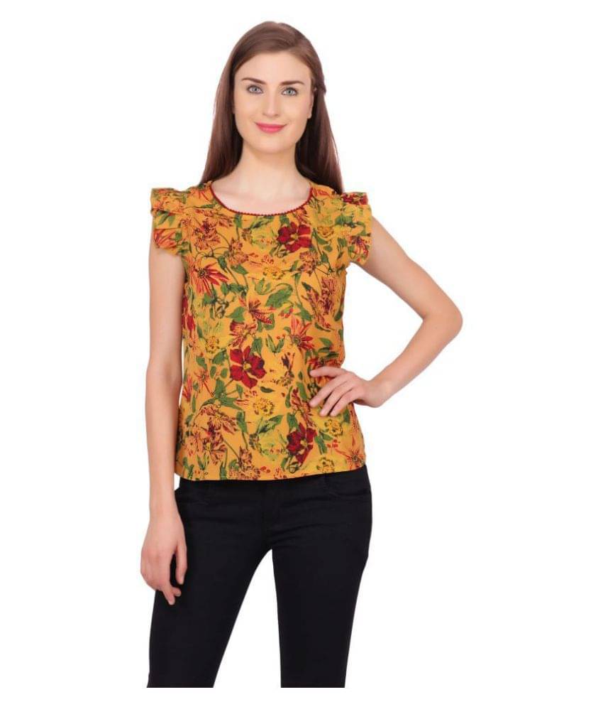 POPWINGS Women's Polyester Regular Top ( Yellow ) POPWINGS Women's Polyester Regular Top ( Yellow )