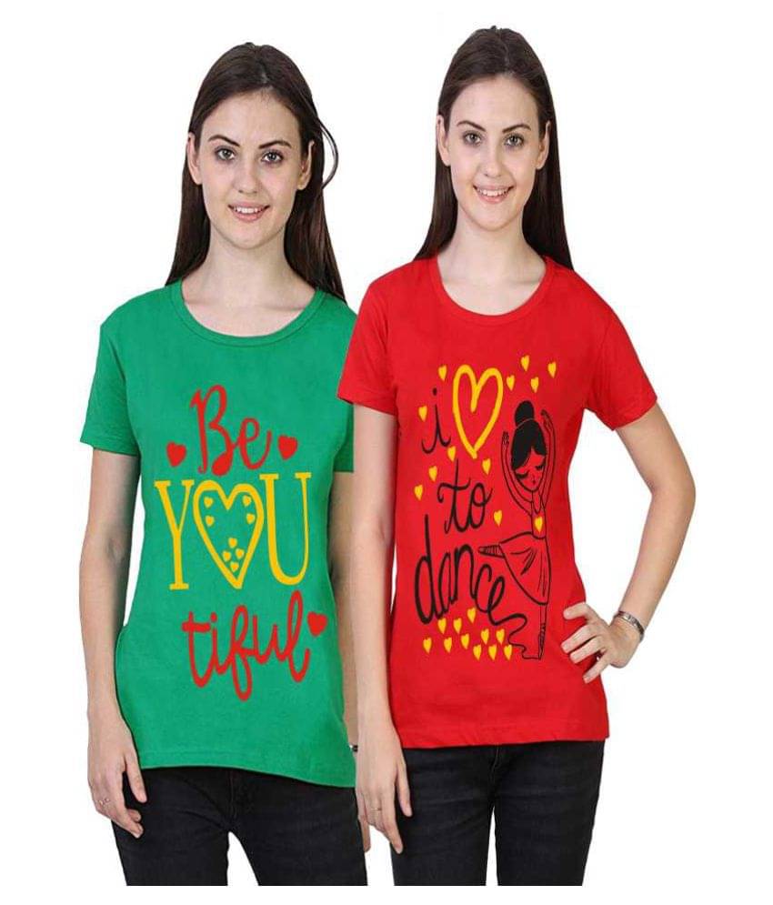 MIST N FOGG Women Cotton Regular Fit Round Neck T-Shirt ( Multi Color ) MIST N FOGG Women Cotton Regular Fit Round Neck T-Shirt ( Multi Color )