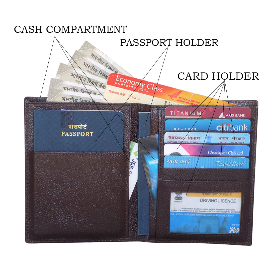 Style 98 Leather Brown Passport Holder - Handbags | Buy online on ZillyBuy
