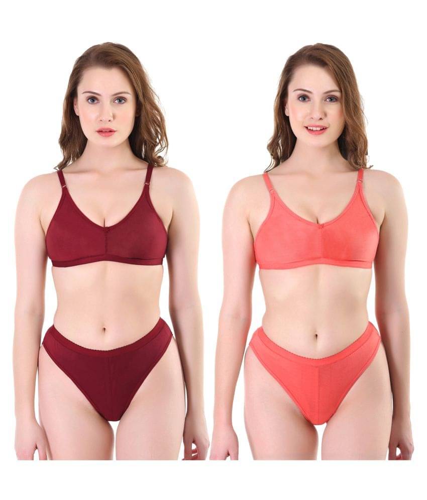 TCG Pack of 2 Cotton Lycra Women's Bra & Panty Set ( Multi Color ) TCG Pack of 2 Cotton Lycra Women's Bra & Panty Set ( Multi Color )