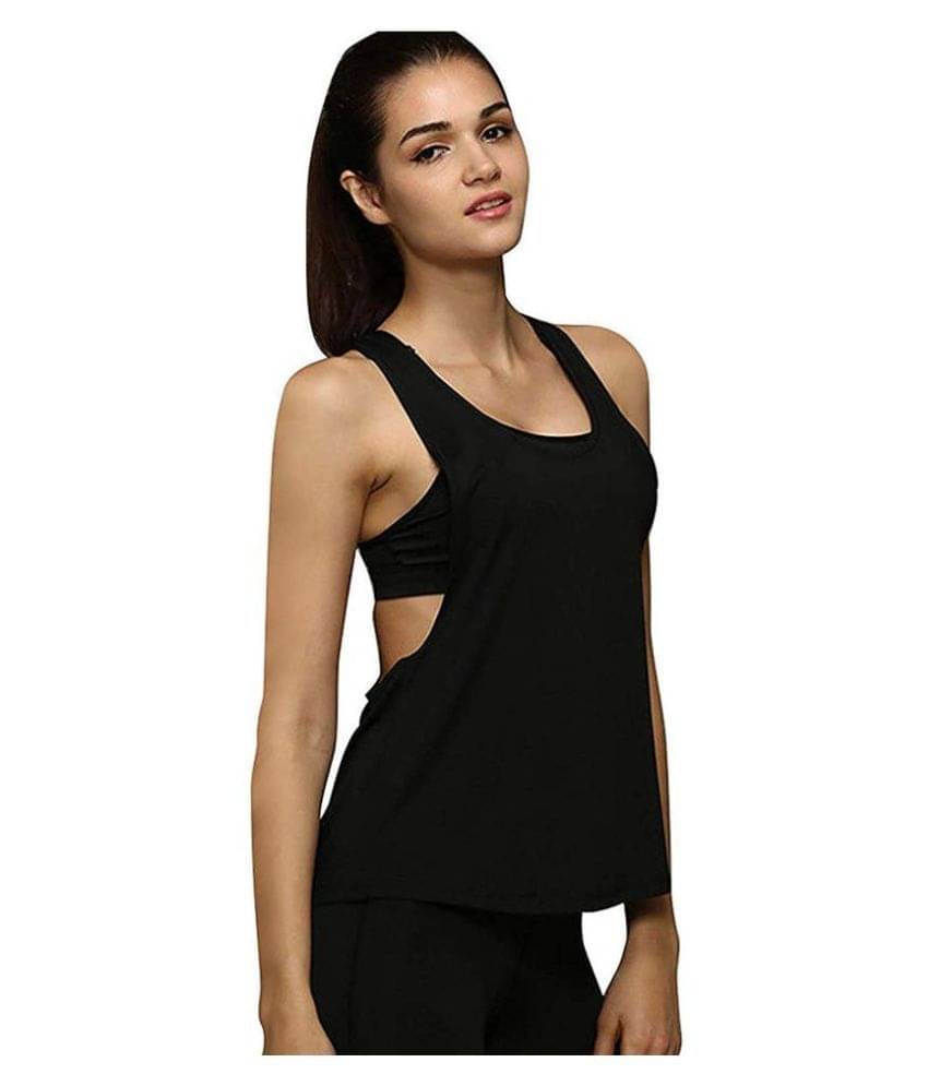 THE BLAZZE Cotton Tank Tops - Black     			THE BLAZZE Cotton Tank Tops - Black