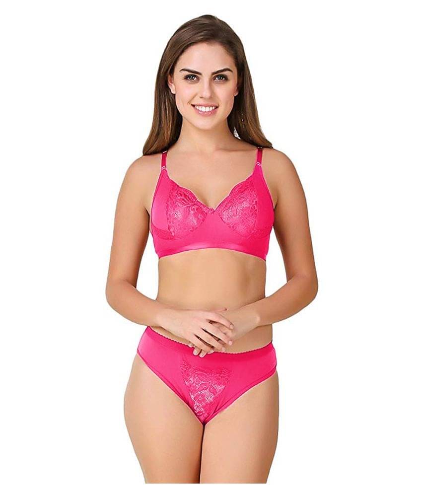 TCG Cotton Lycra Women's Bra & Panty Set ( Pink ) TCG Cotton Lycra Women's Bra & Panty Set ( Pink )