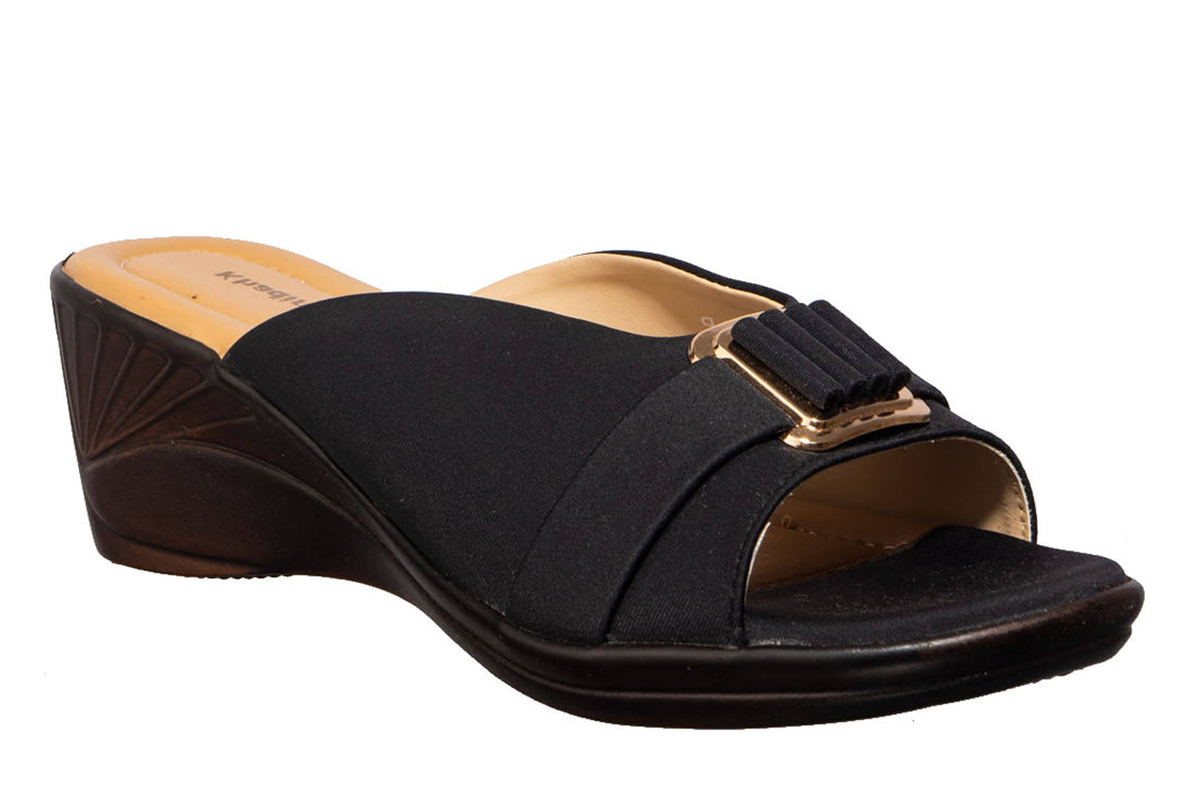     			KHADIM Black Wedges Heels