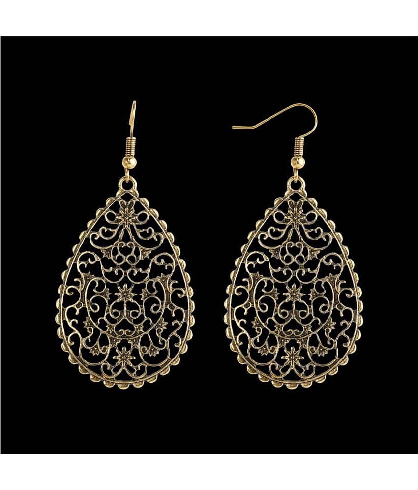 Silver Shine Lavish Golden Mughal Jali Work Earrings for Women - Earrings | Buy online on ZillyBuy