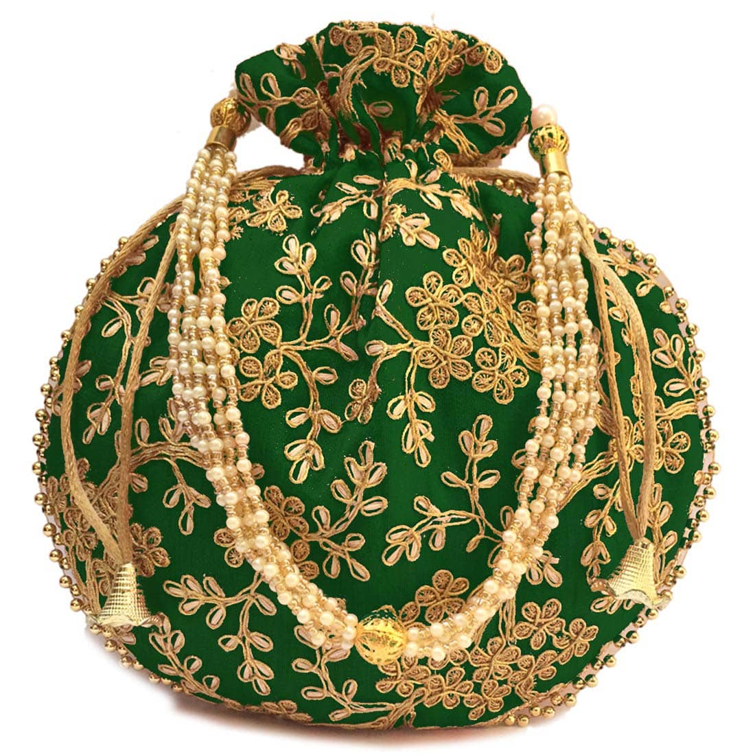 Bulbul Green Silk Potli - Handbags | Buy online on ZillyBuy