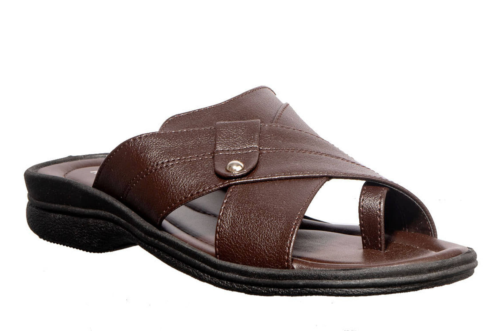 KHADIM Brown Synthetic Leather Sandals