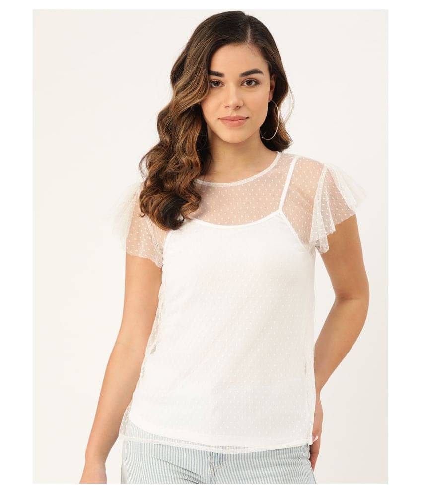     			Rute Women's Net Regular Top ( Off White )