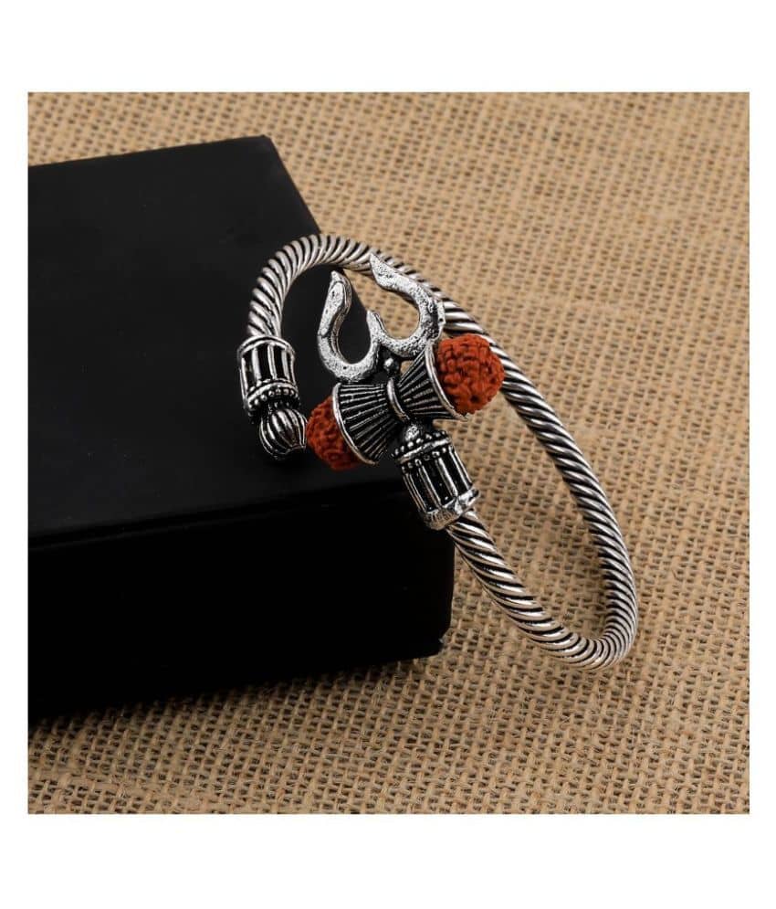 SILVER SHINE Adjustable  Trishul Damroo Rudraksha Bahubali Kada Bracelet Mahakal For Men Boys Girls - Bangles & Bracelets | Buy online on ZillyBuy