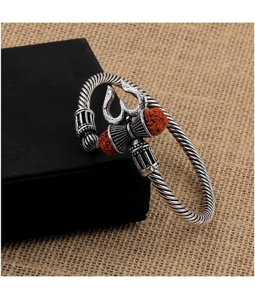 SILVER SHINE Adjustable Trishul Damroo Rudraksha Bahubali Kada Bracelet Mahakal For Men Boys Girls - Bangles & Bracelets | Buy online on ZillyBuy