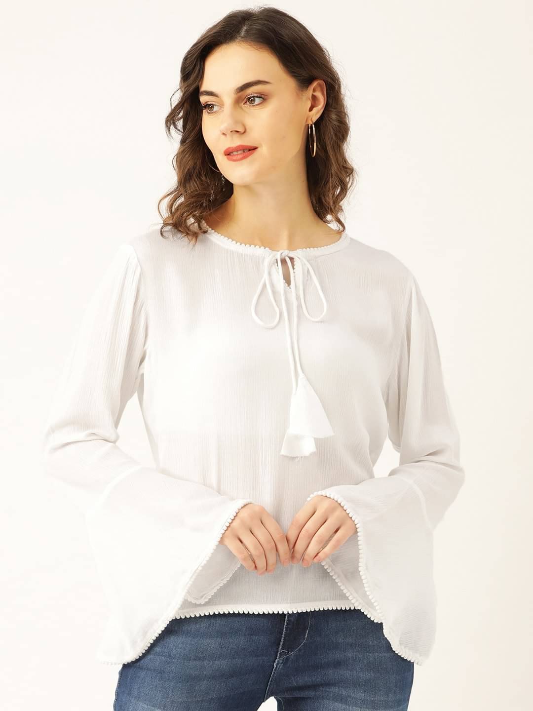     			MARC LOIRE Women's Viscose Regular Top ( White )