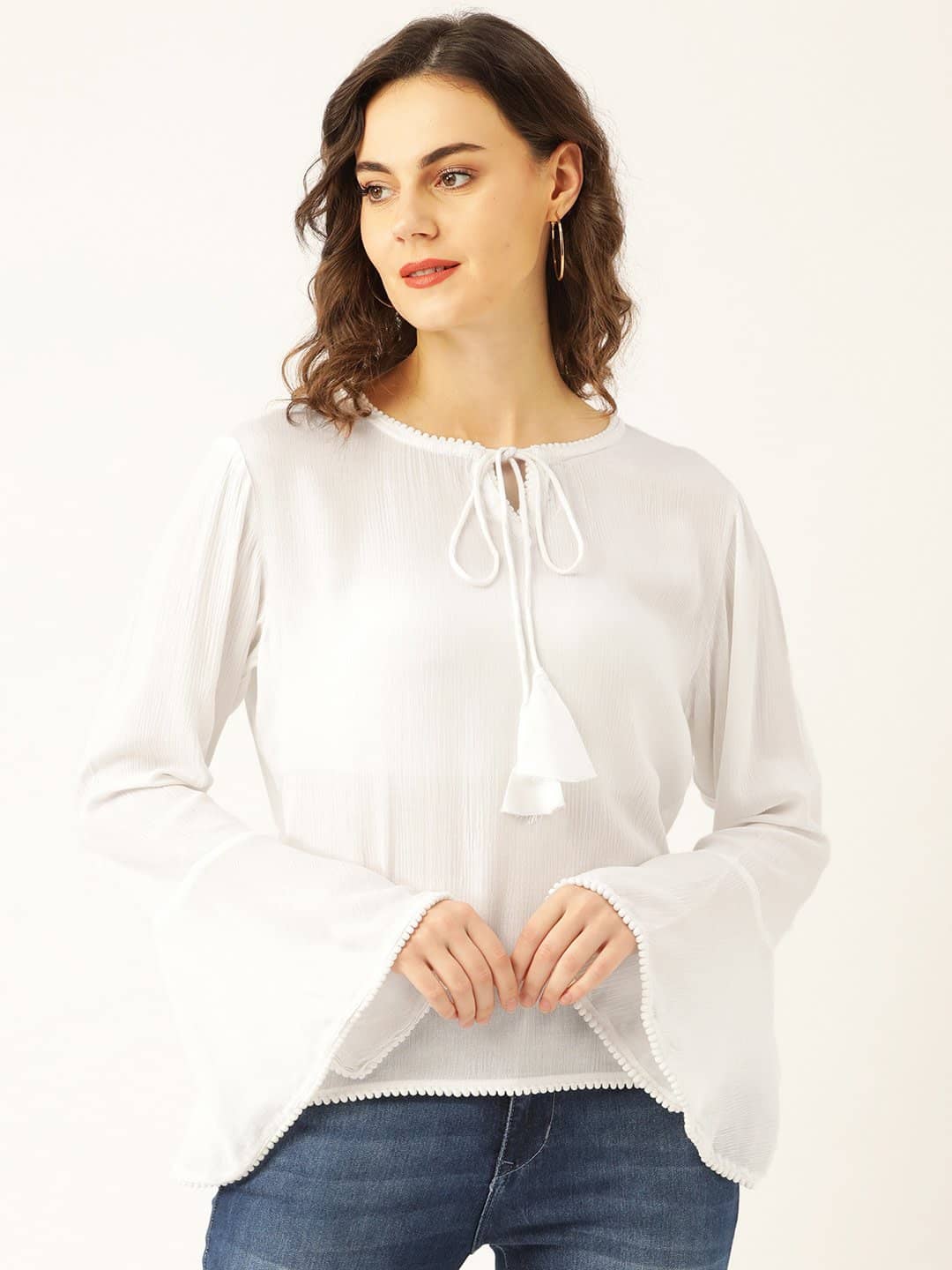 MARC LOIRE Women's Viscose Regular Top ( White )