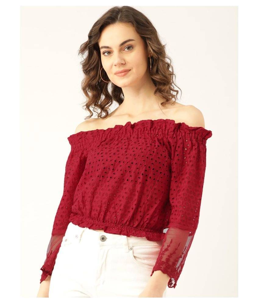 MARC LOIRE Women's Cotton Regular Top ( Maroon ) MARC LOIRE Women's Cotton Regular Top ( Maroon )