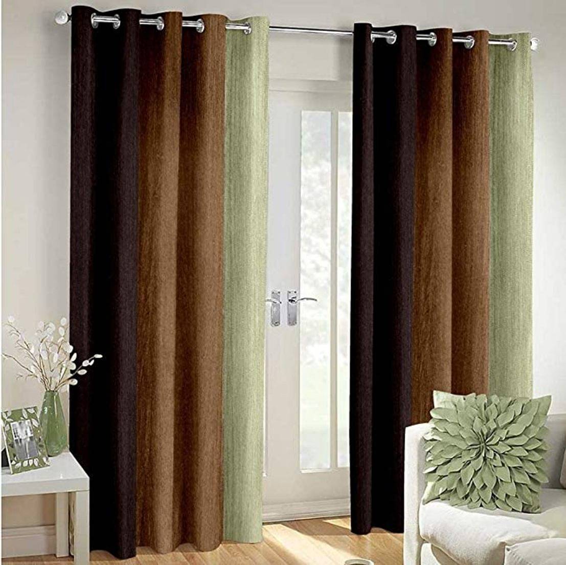 Homefab India Floral Blackout Eyelet Window Curtain 5ft (Pack of 2) - Brown Homefab India Floral Blackout Eyelet Window Curtain 5ft (Pack of 2) - Brown