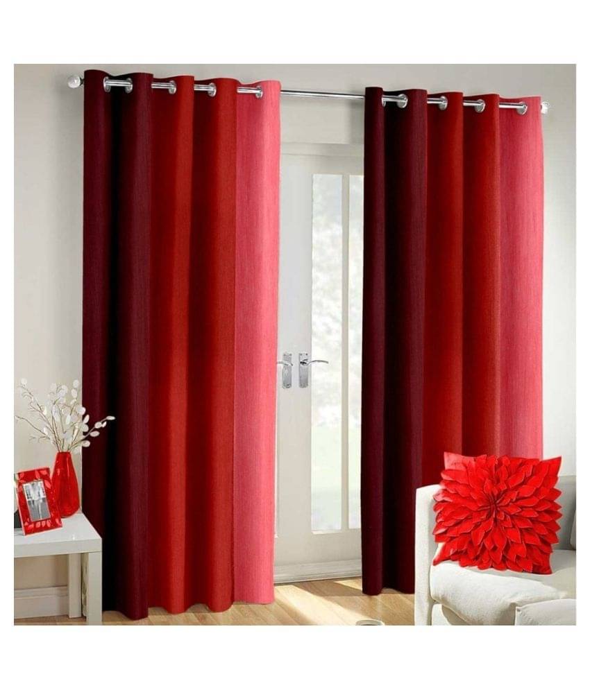 Homefab India Floral Blackout Eyelet Window Curtain 5ft (Pack of 2) - Maroon Homefab India Floral Blackout Eyelet Window Curtain 5ft (Pack of 2) - Maroon