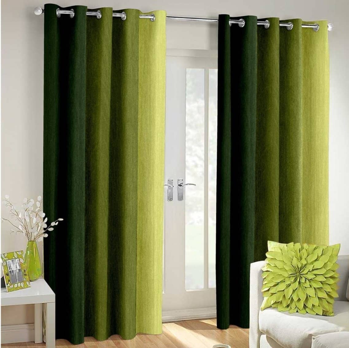 Homefab India Floral Blackout Eyelet Long Door Curtain 9ft (Pack of 2) - Green