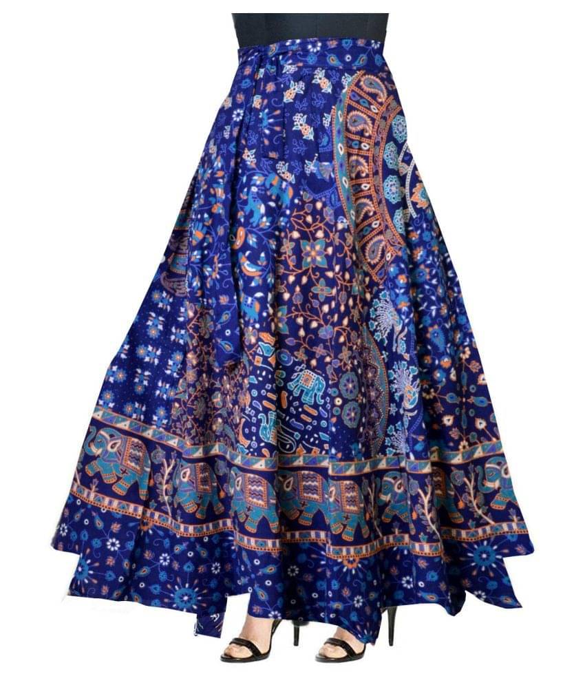     			Rangun Cotton Pleated Skirt - Blue