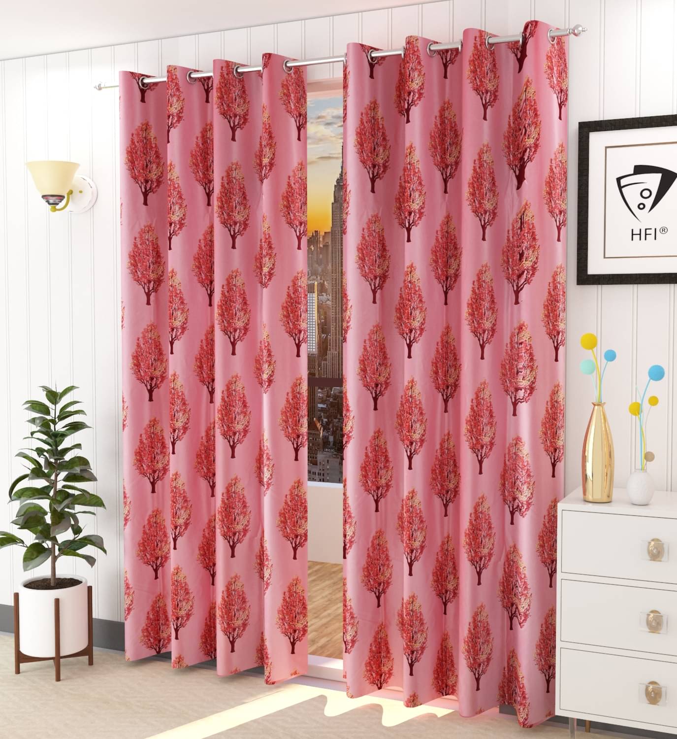 Homefab India Floral Blackout Eyelet Long Door Curtain 9ft (Pack of 2) - Maroon Homefab India Floral Blackout Eyelet Long Door Curtain 9ft (Pack of 2) - Maroon