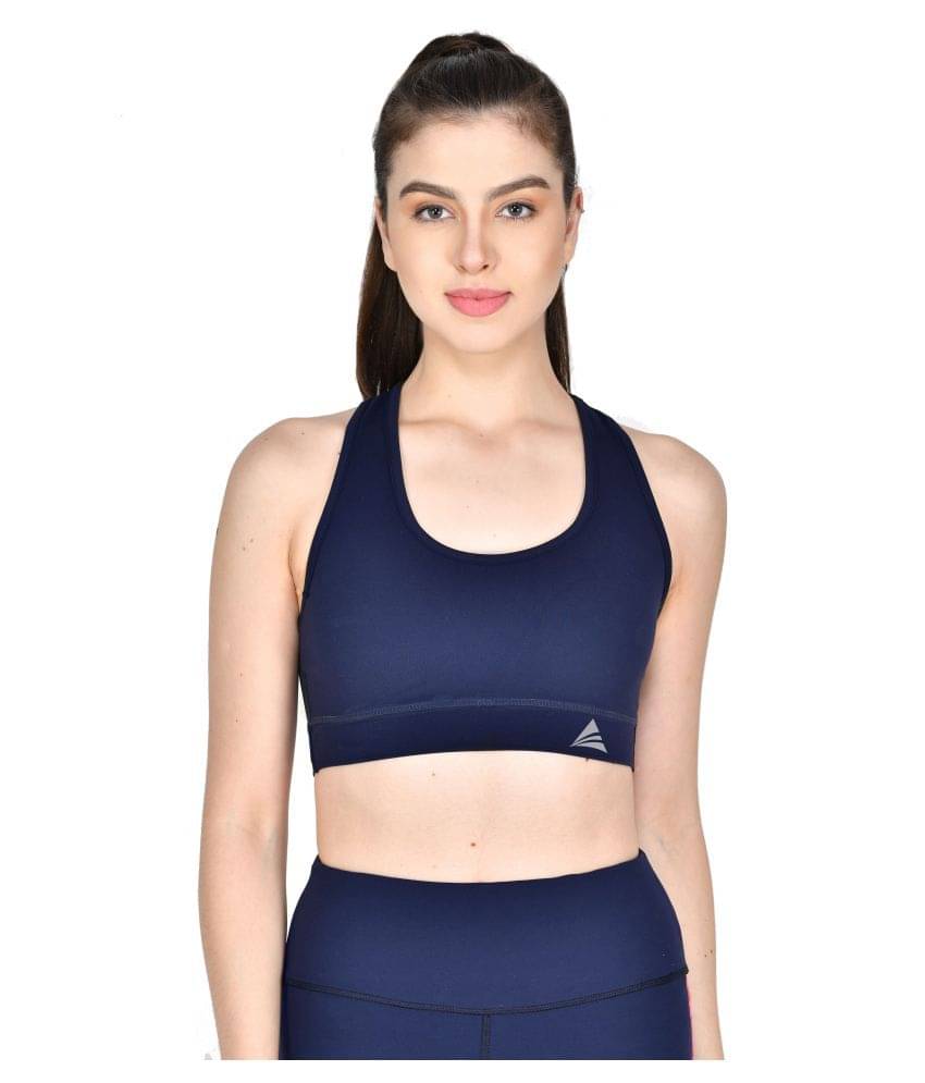     			ACTIWIN Navy Poly Spandex Solid Sports Bra
