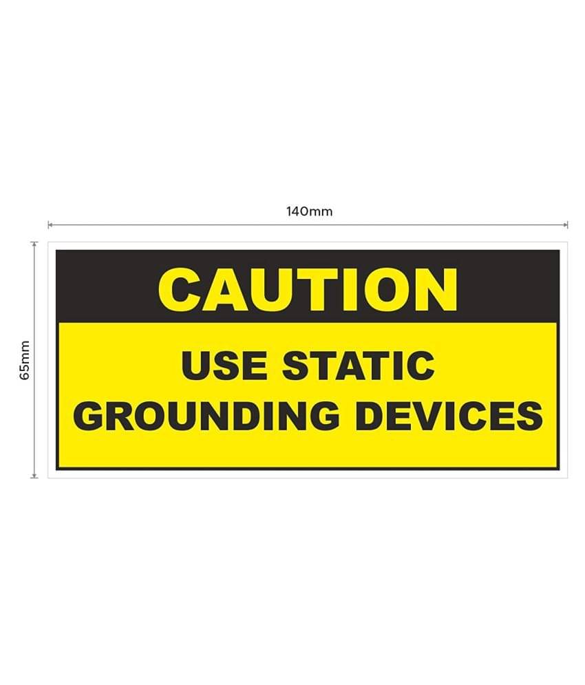     			Rangvishwa Enterprises Use Static Grounding Devices Caution Sticker ( 14 x 6 cms )