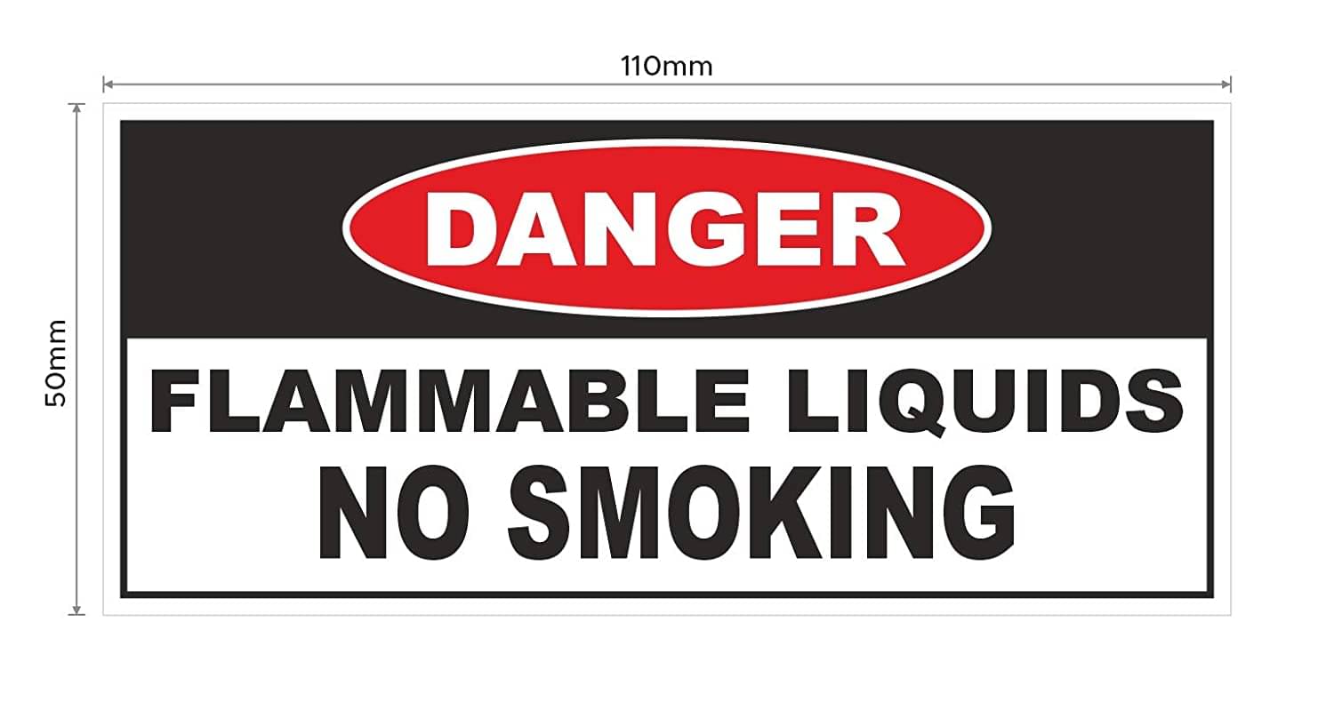 Rangvishwa Enterprises Danger Flammable Liquids No Smoking Sign Sticker ( 11 x 5 cms ) Rangvishwa Enterprises Danger Flammable Liquids No Smoking Sign Sticker ( 11 x 5 cms )