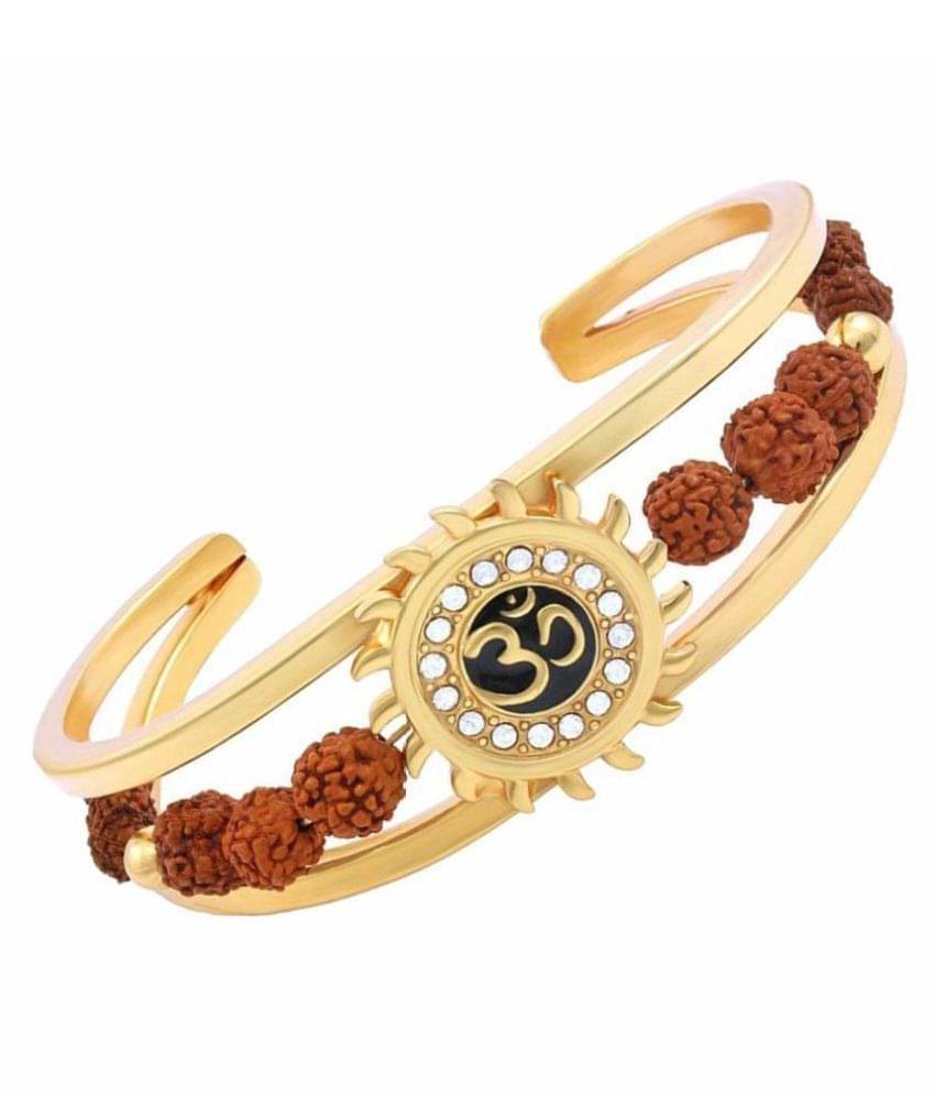     			bhaune collection Om Sun Cuff Kada Bracelet/Rudraksh Braslet/Rudraksha Kada with Diamond Work