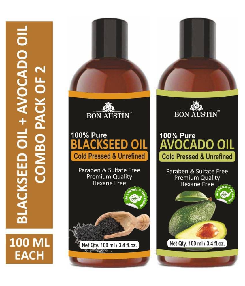 Bon Austin Premium Blackseed Oil & Avocado Oil - Cold Pressed & Unrefined Combo pack of 2 bottles of 100 ml(200 ml) Bon Austin Premium Blackseed Oil & Avocado Oil - Cold Pressed & Unrefined Combo pack of 2 bottles of 100 ml(200 ml)