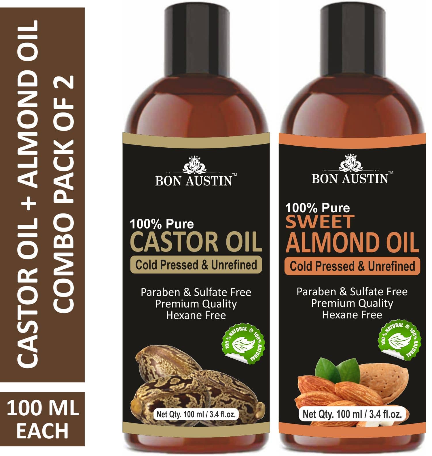Bon Austin - Hair Growth Castor Oil 200 ml ( Pack of 2 )