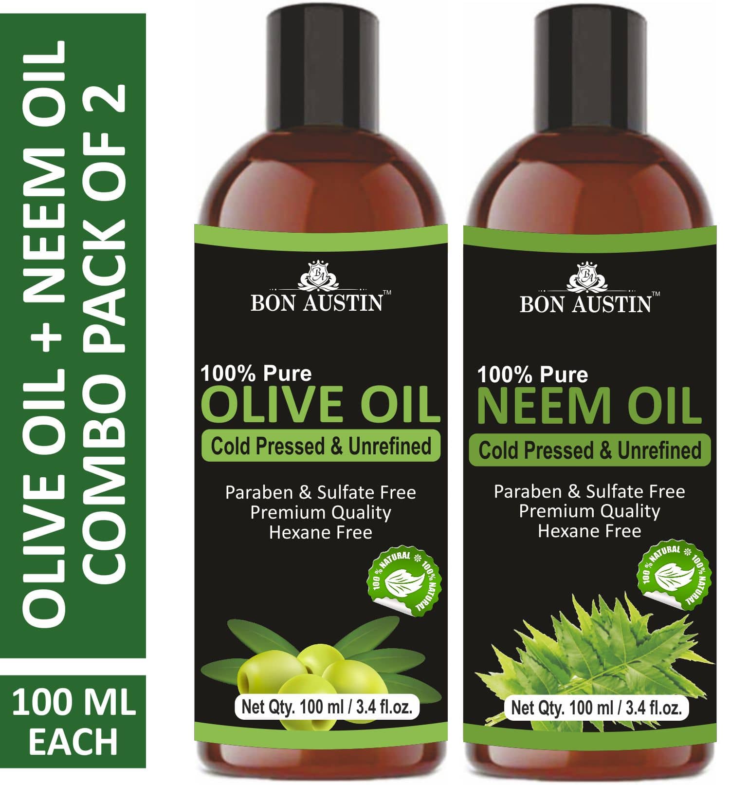 Bon Austin - Hair Growth Olive Oil 100 ml ( Pack of 2 )