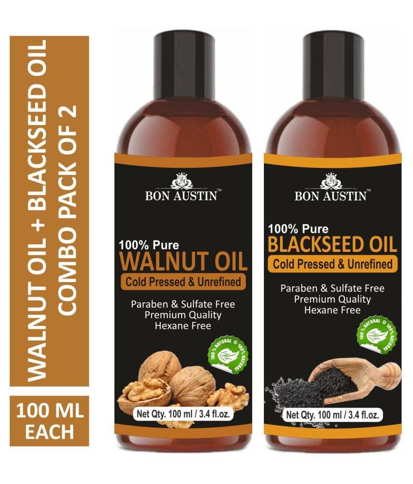 Bon Austin Premium Walnut Oil & Blackseed(Kalonji) Oil - Cold Pressed & Unrefined Combo pack of 2 bottles of 100 ml(200 ml) Bon Austin Premium Walnut Oil & Blackseed(Kalonji) Oil - Cold Pressed & Unrefined Combo pack of 2 bottles of 100 ml(200 ml)