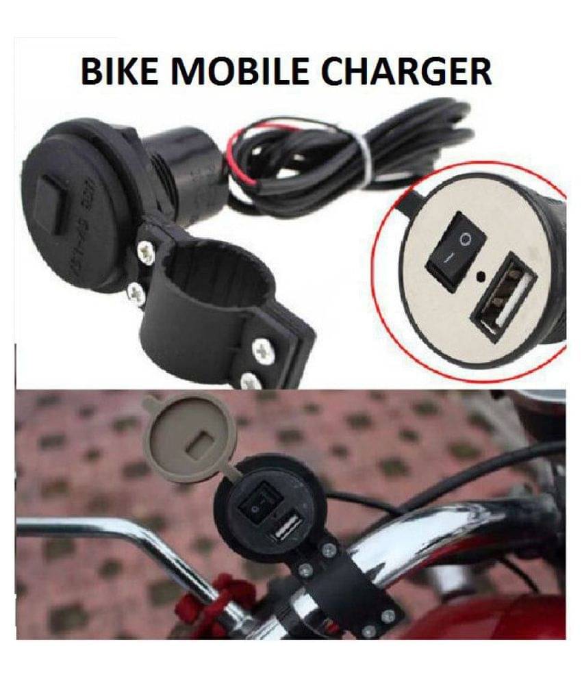 Meem Creations Waterproof Motorcycle / Bike USB Mobile Charger for all Bikes / Bike's Accessories - Black-Single Meem Creations Waterproof Motorcycle / Bike USB Mobile Charger for all Bikes / Bike's Accessories - Black-Single