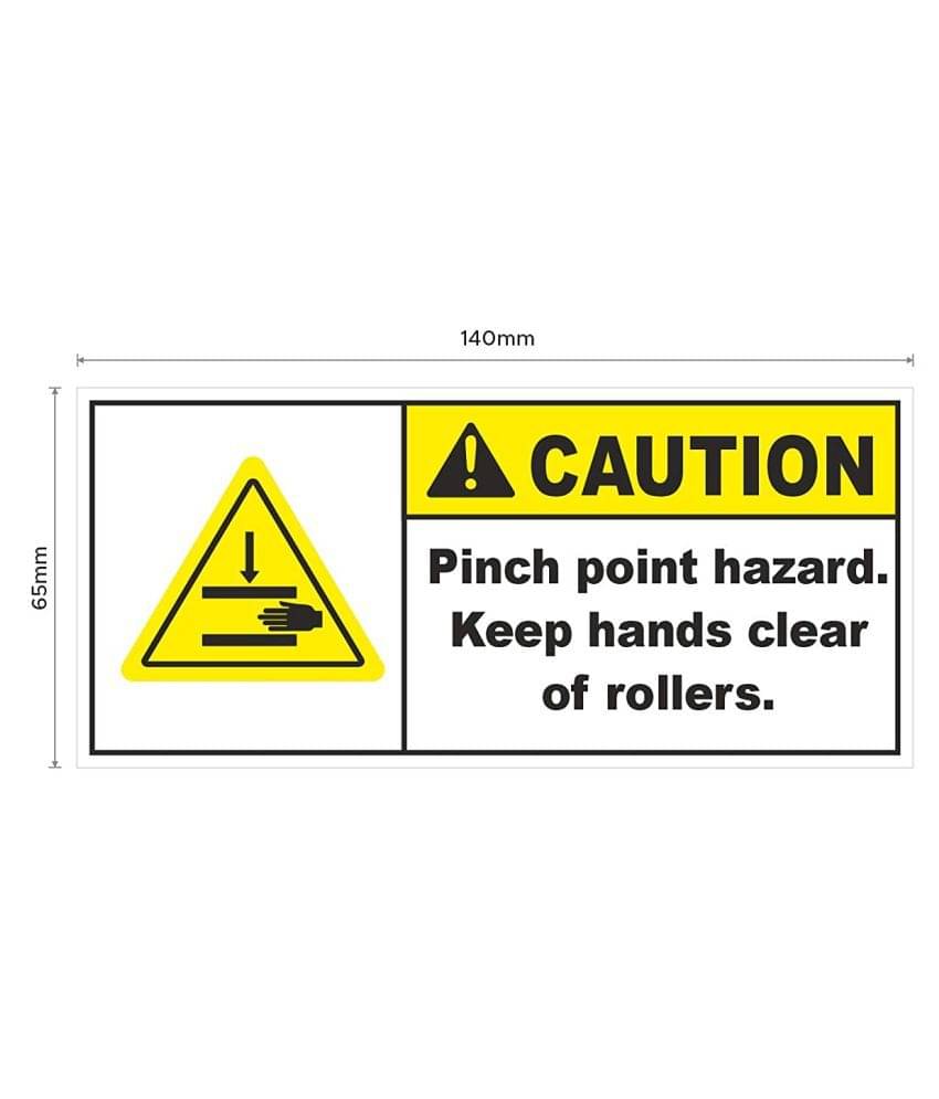 Rangvishwa Enterprises Pinch Point hazard .keep hands clear of rollers Sticker ( 14 x 6 cms ) Rangvishwa Enterprises Pinch Point hazard .keep hands clear of rollers Sticker ( 14 x 6 cms )