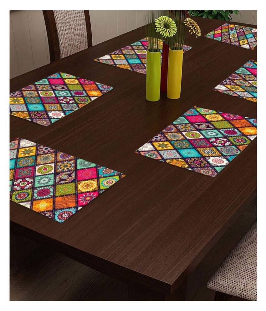     			Revexo PVC Floral Rectangle Table Mats ( 42 cm x 29 cm ) Pack of 1 - Multi