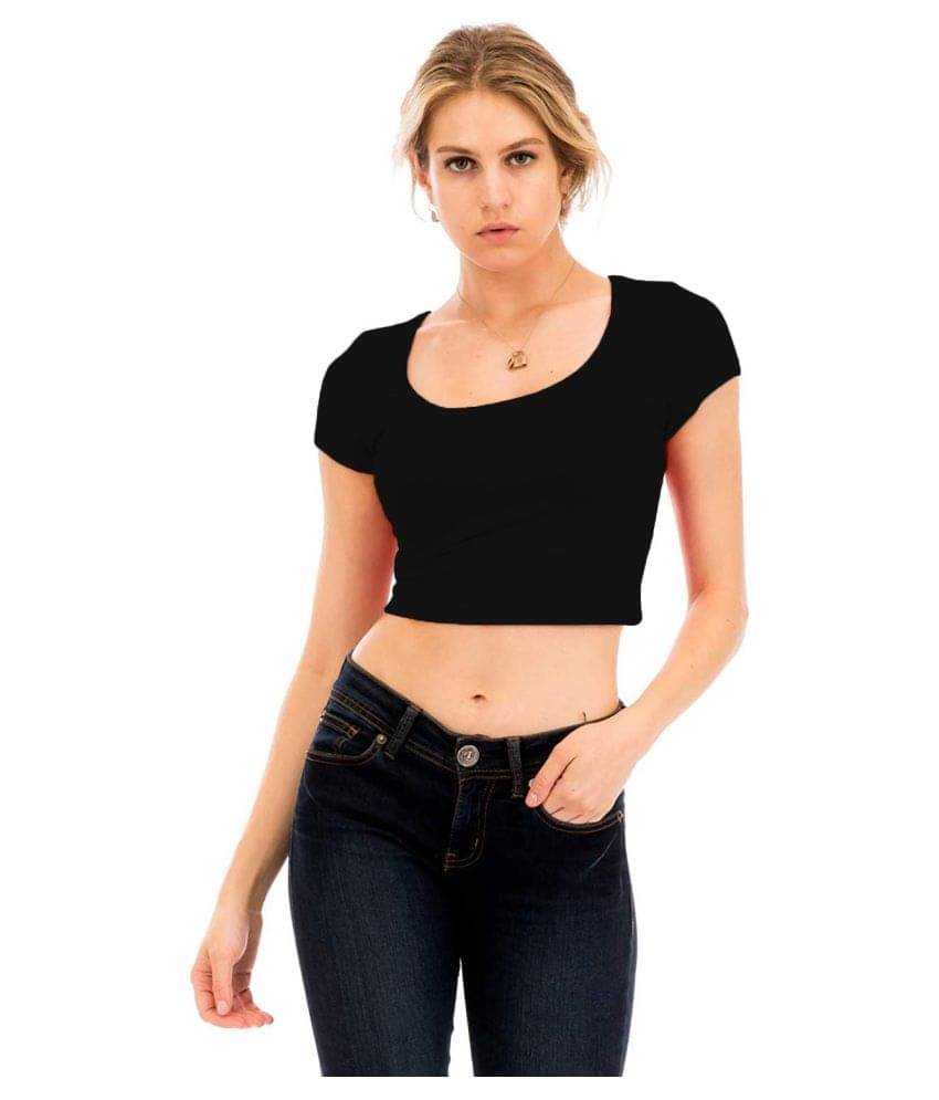     			The Blazze 1051 Women's Basic Sexy Solid Scoop Neck Slim Fit Short Sleeves Crop Tops