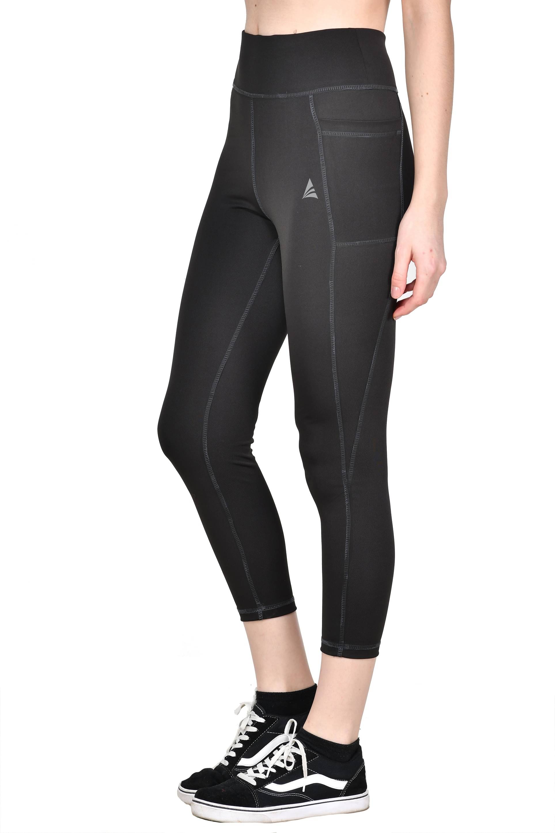     			ACTIWIN Black Polyester Lycra Solid Tights