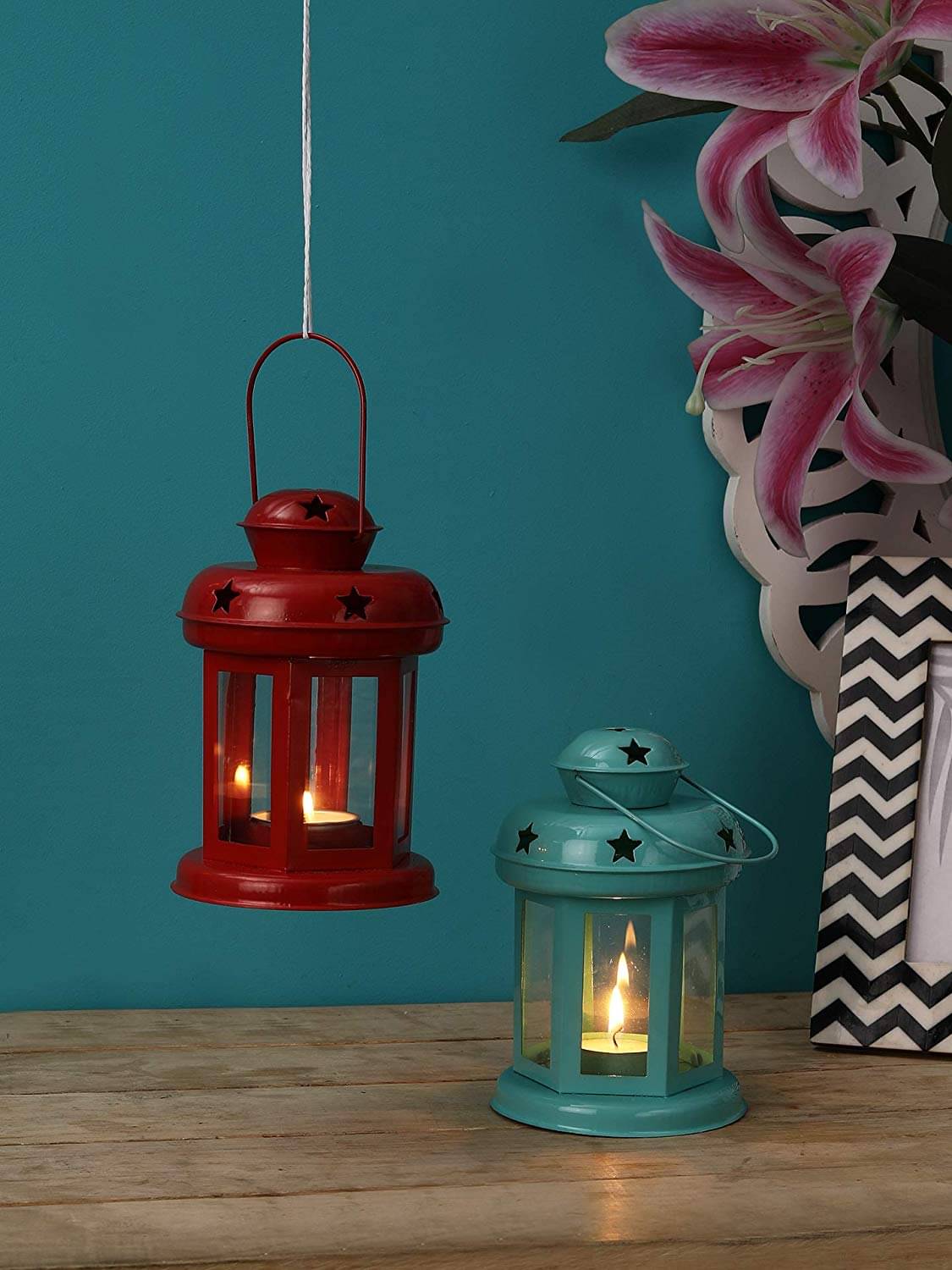 Arsalan Table Top and Hanging Iron Tea Light Holder - Pack of 2 Arsalan Table Top and Hanging Iron Tea Light Holder - Pack of 2