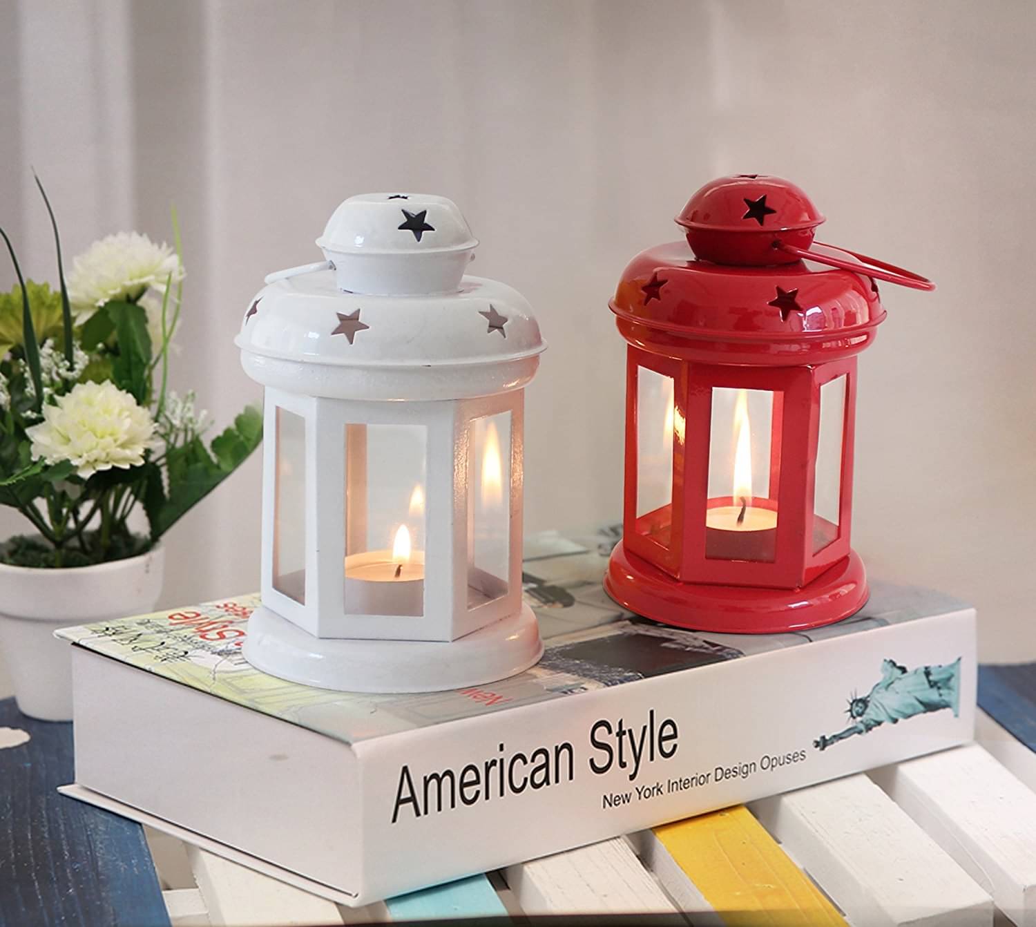     			Urban hemlet Multicolour Table Top and Hanging Iron Tea Light Holder - Pack of 2