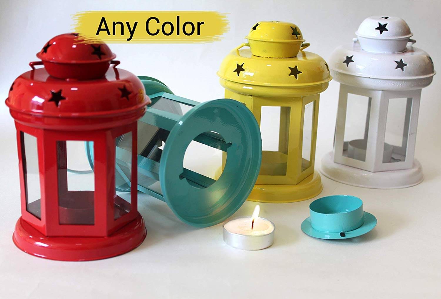 Being Nawab Multicolour Table Top and Hanging Iron Tea Light Holder - Pack of 4 Being Nawab Multicolour Table Top and Hanging Iron Tea Light Holder - Pack of 4