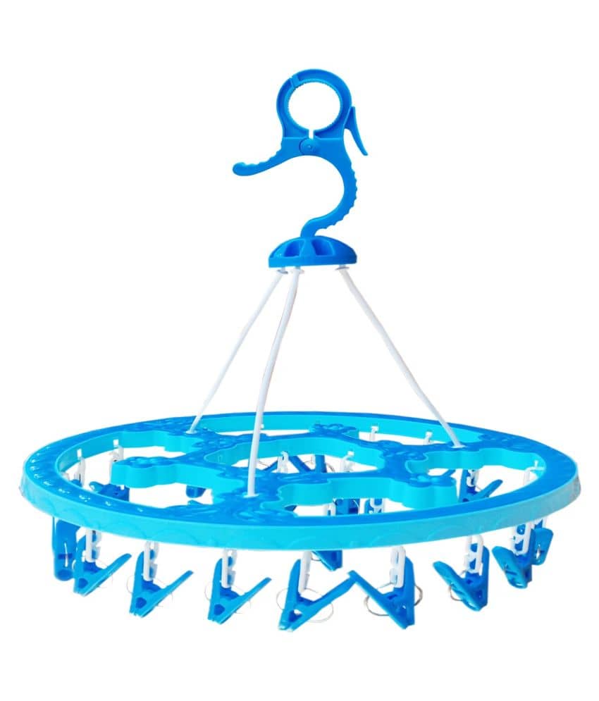 PRODUCTMINE   24 Clips Hanger Laundry Clothesline Hanging Rack for Drying Clothing Plastic Ceiling Cloth Dryer Stand  Hanger Organizer