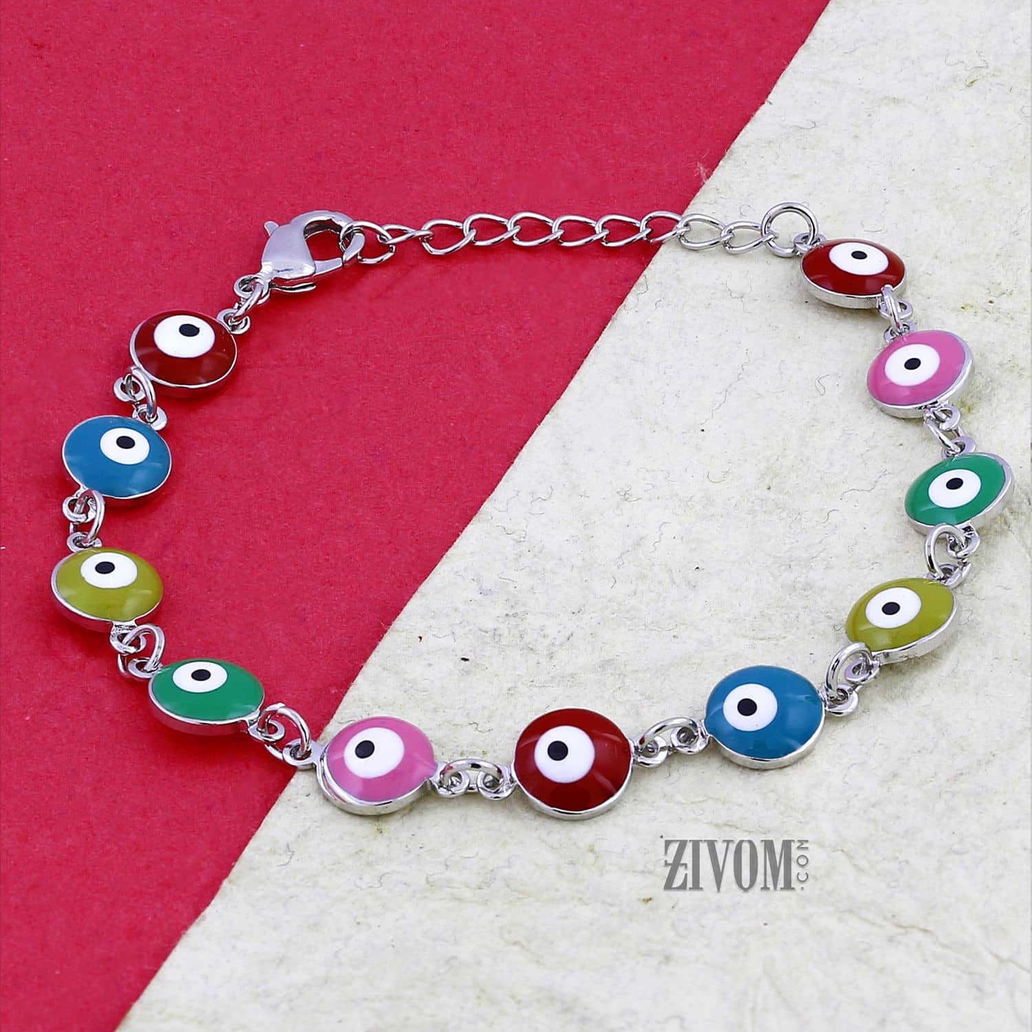 ZIVOM® Styish Trending Turkish Evil Eye Good Luck Multi colour Silver Bracelet for Women Girls - Bangles & Bracelets | Buy online on ZillyBuy