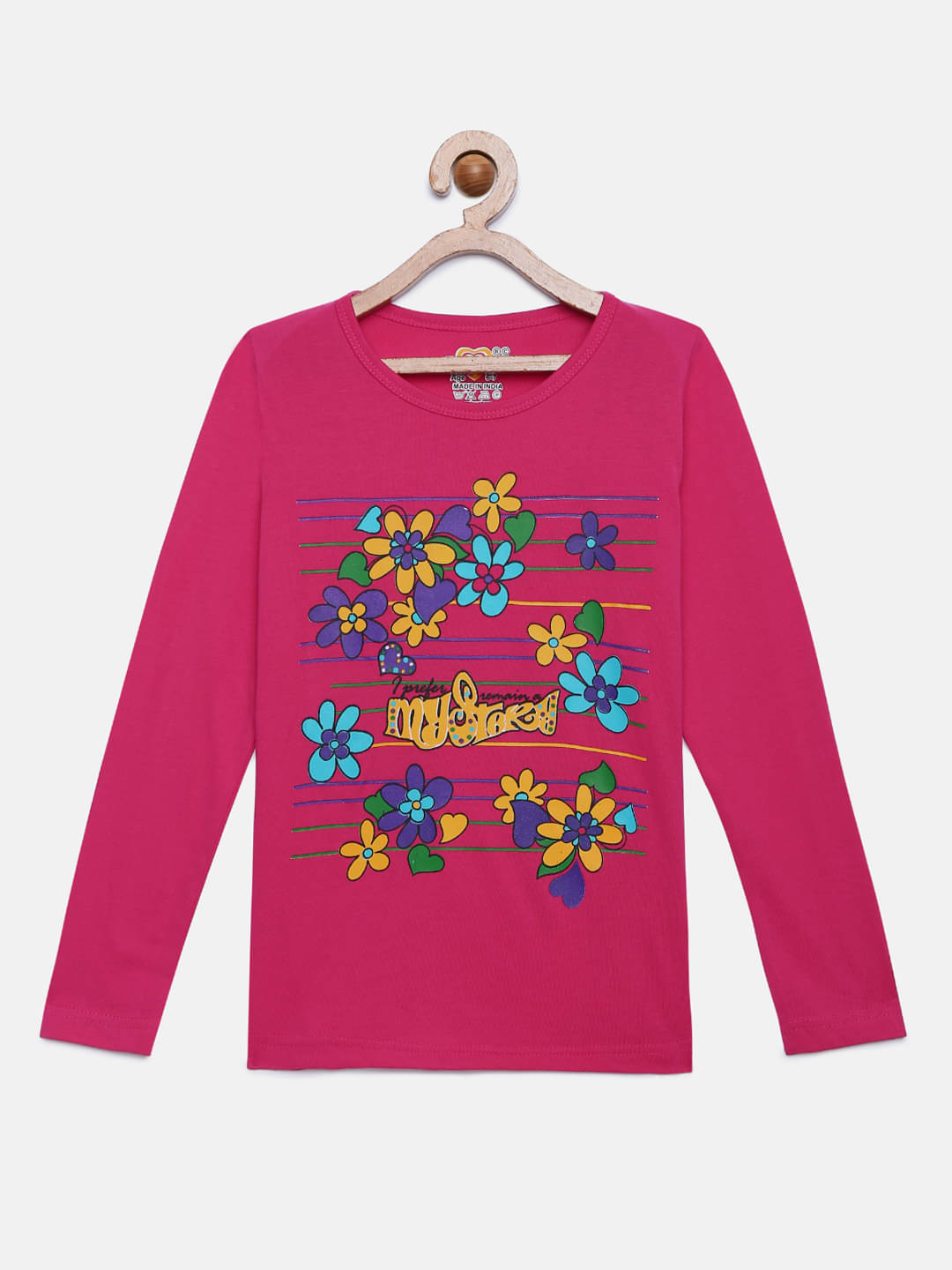     			Sinimini Pack of 1 Girls 100% Cotton T-Shirts ( Multicolor )