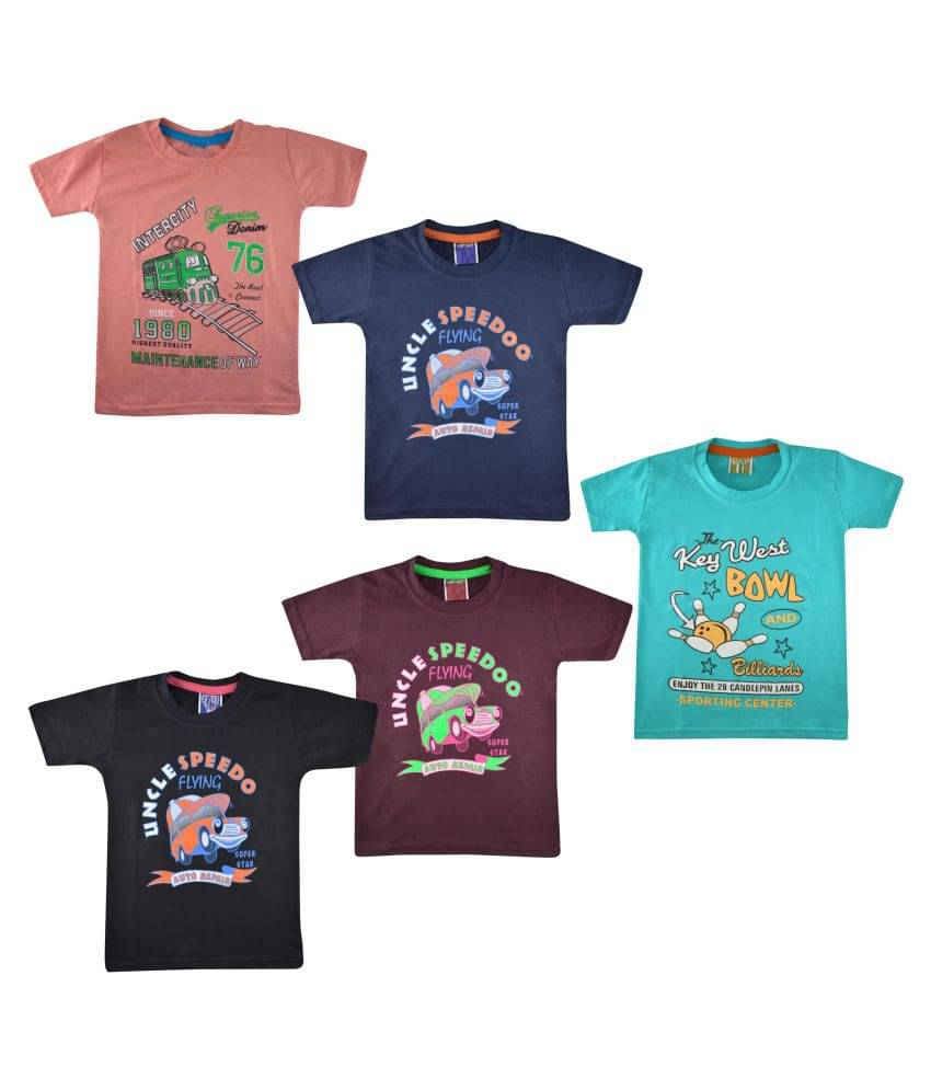    			Jisha Pack of 1 Boys Cotton Blend T-Shirt ( Multi Color )